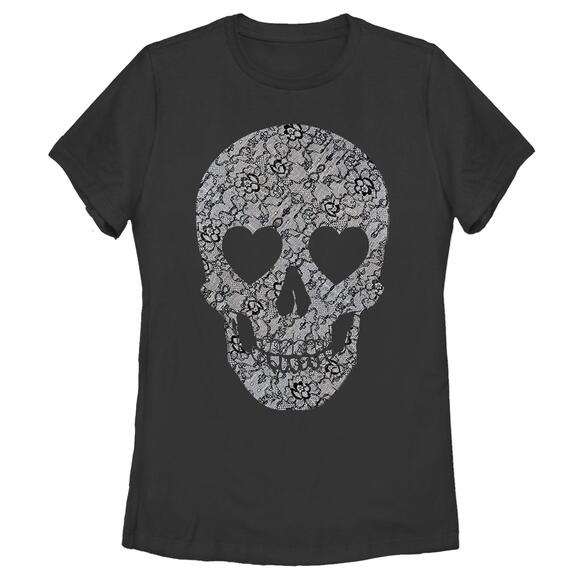 Other - Womens Lost Gods Lace Print Heart Skull Tshirt